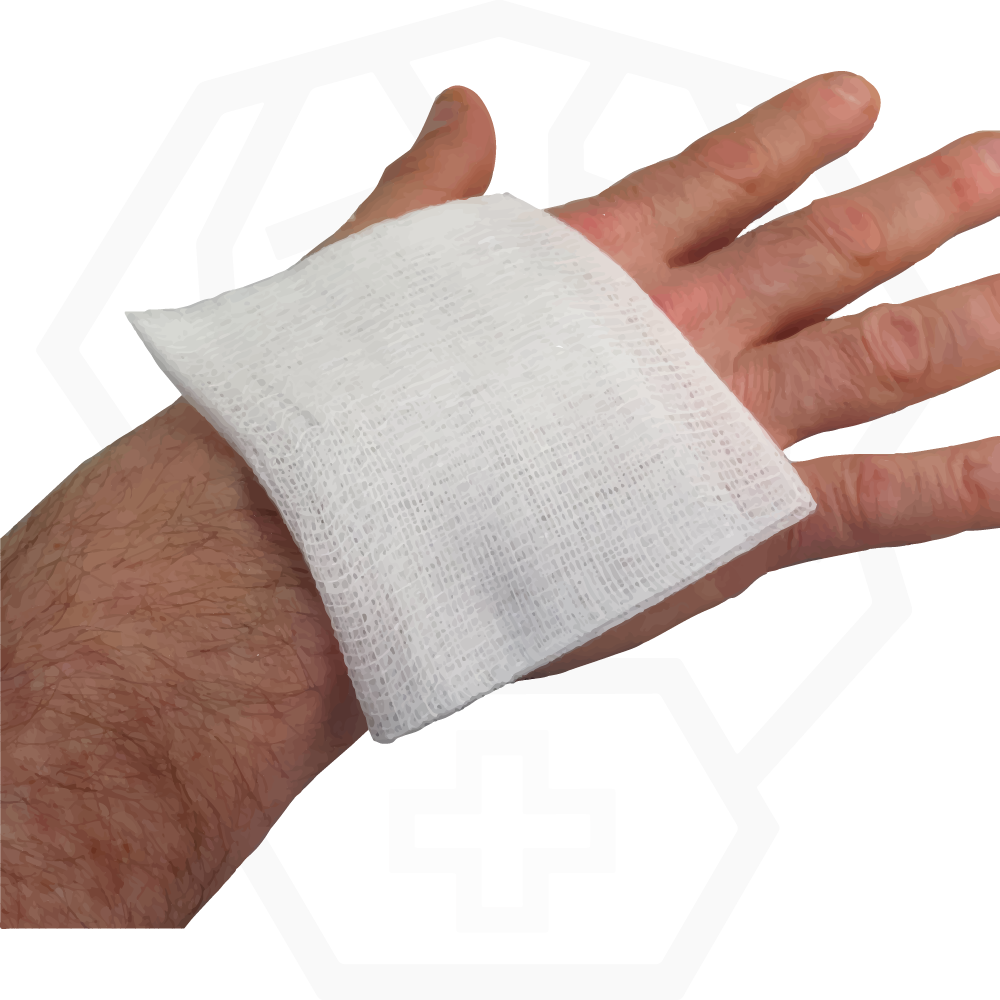 Sterile gauze compresses (102 mm × 102 mm)