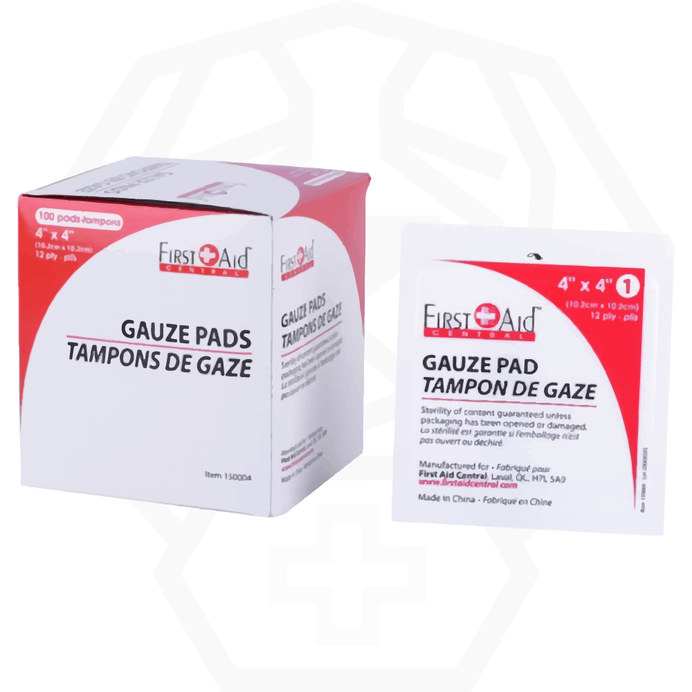 Sterile gauze compresses (102 mm × 102 mm)