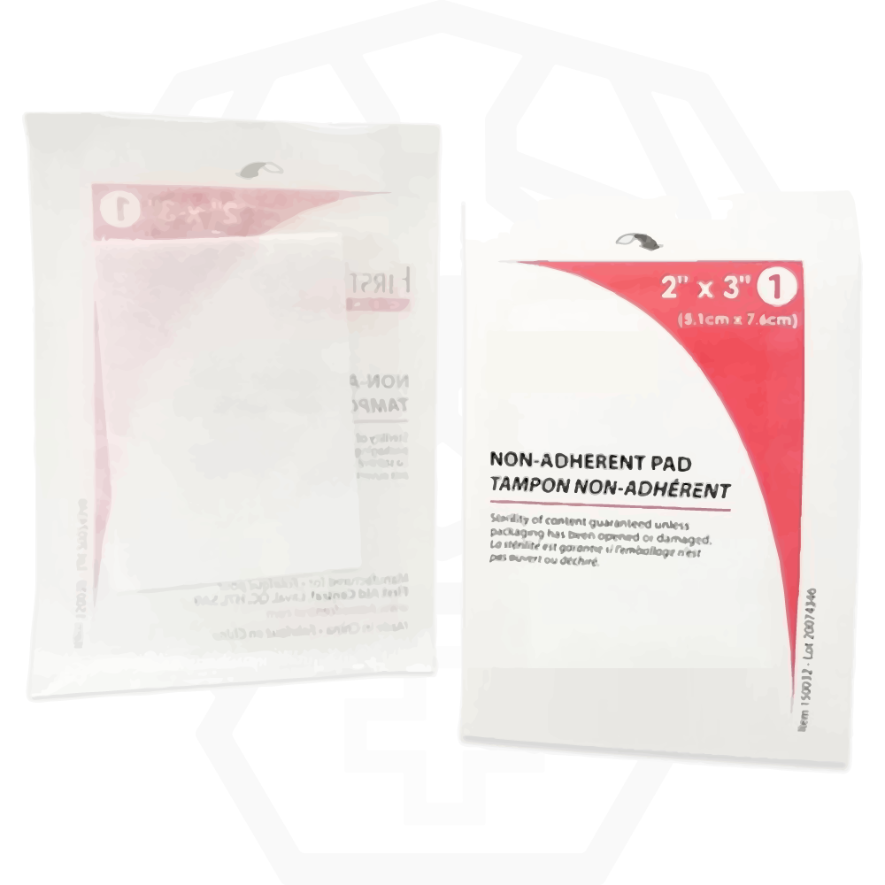 Non-adherent dressings, sterile, individually wrapped, 5.1 cm x 7.6 cm (2 in. x 3 in.)