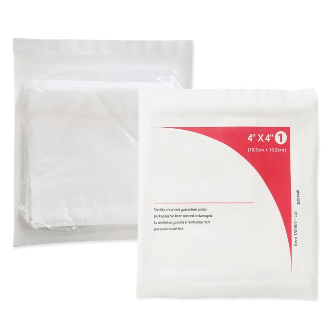 Compresses/pressure dressings with ties, sterile, 10.2 cm x 10.2 cm (4 in. x 4 in.)