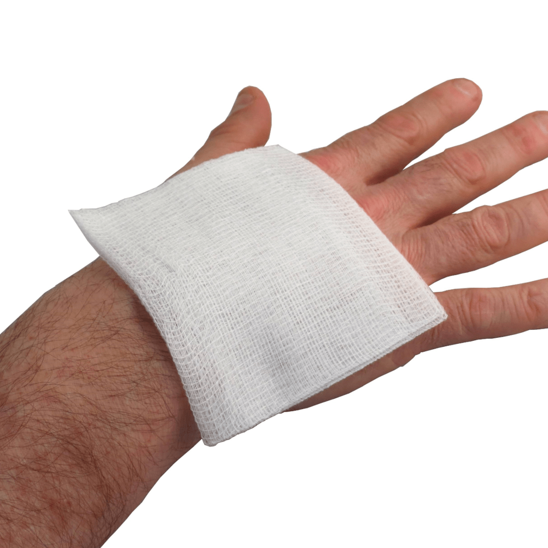 Sterile gauze compresses (102 mm × 102 mm)