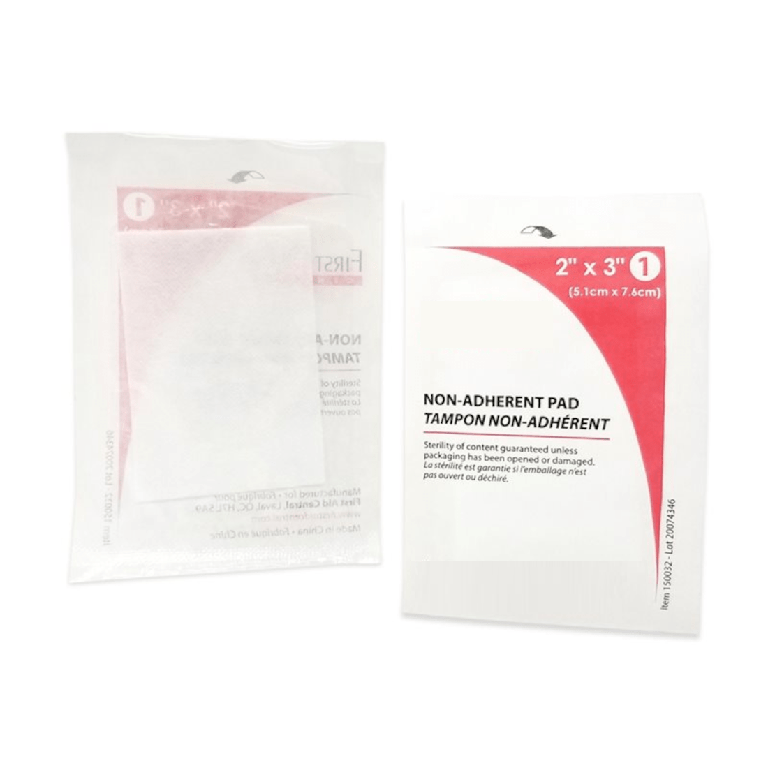 Non-adherent dressings, sterile, individually wrapped, 5.1 cm x 7.6 cm (2 in. x 3 in.)