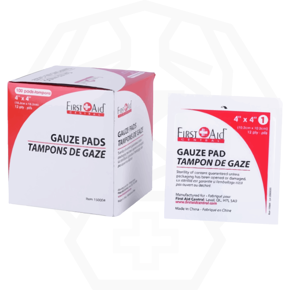 Gauze pads, sterile, individually wrapped, 10.2 cm x 10.2 cm (4 in. x 4 in.)