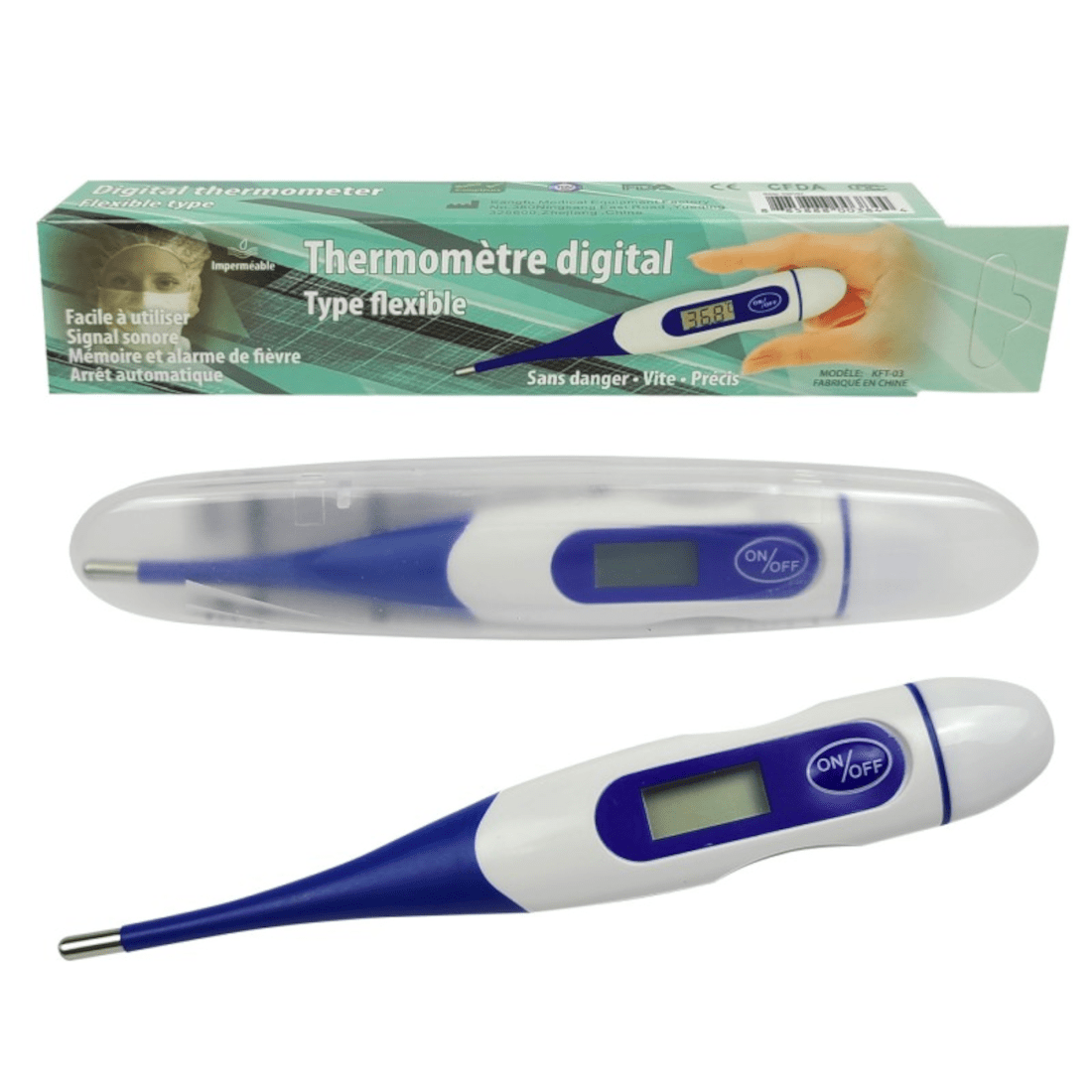Digital thermometer with disposable tips to take axillary temperature